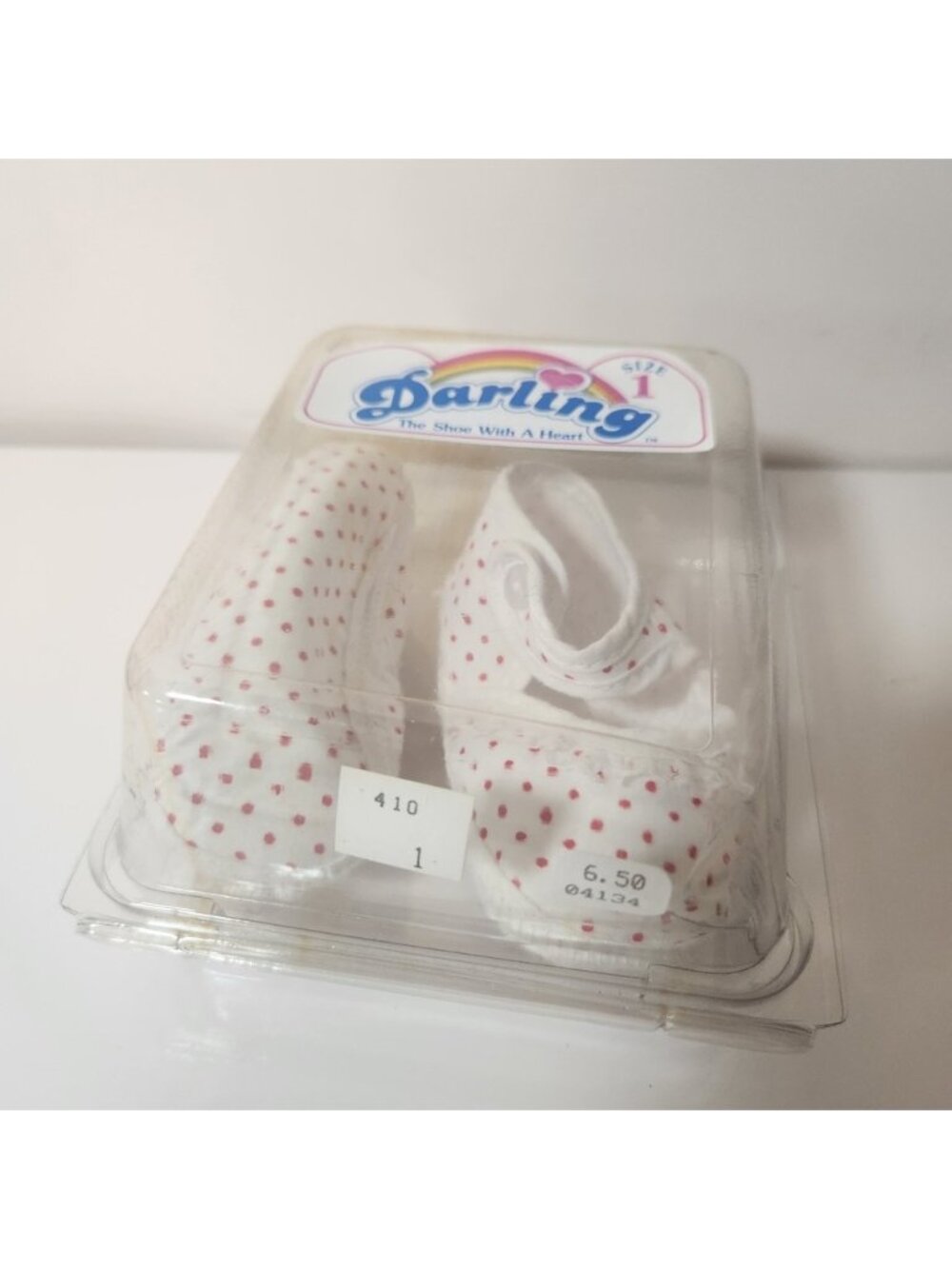Vintage Darling Baby Shoes Red Polka Dot Mary Jane Lace Trim Size 1 New In Box